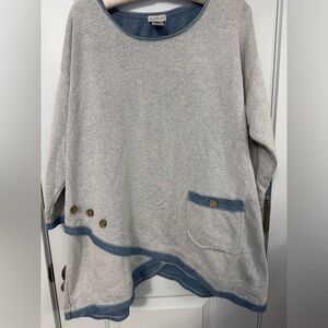 Multiples Blue and Gray Knit Top